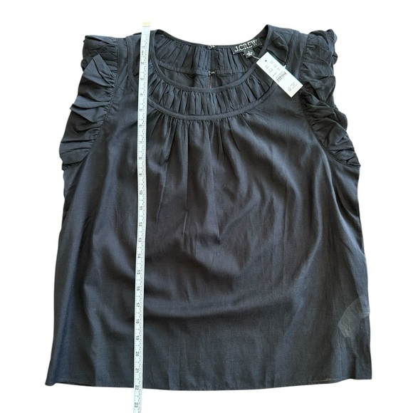 NEW J. CREW Gathered ruffle-sleeve top in cotton-blend voile Black Size Small - Picture 9 of 9